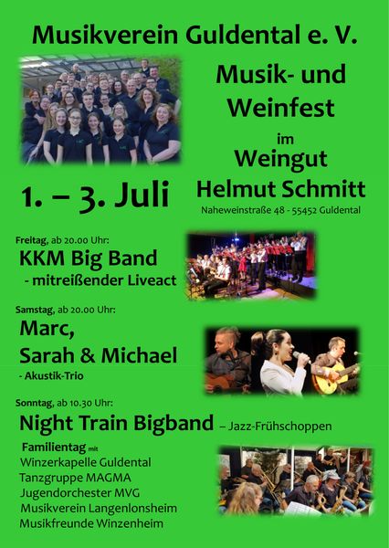 Read more about the article MUSIKVEREIN GULDENTAL: Musik- und Weinfest – im Weingut Schmitt – 1. – 3. Juli
